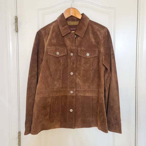 Eddie Bauer | 100% Suede Jacket and Suede Maxi Skirt Set Seattle Suede Washable - Picture 3 of 16